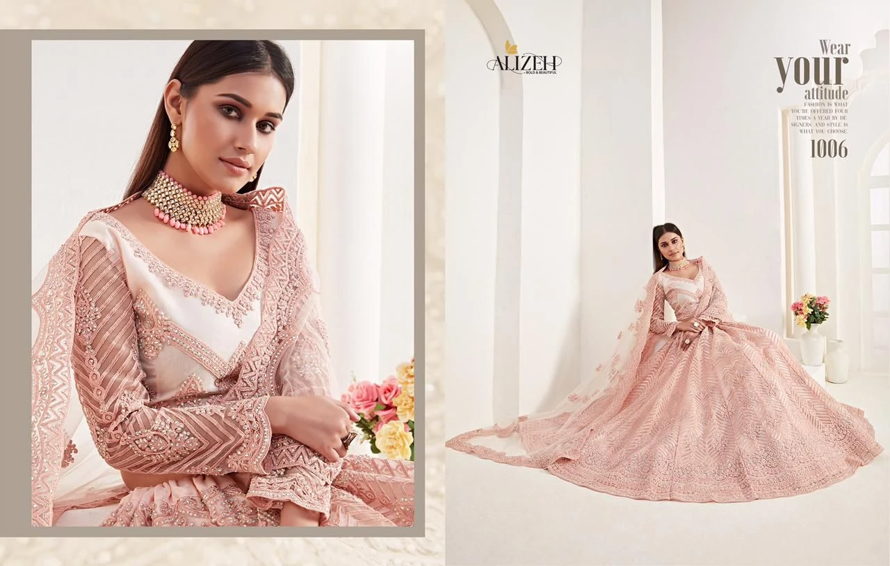 Alizeh 1006 Hit Design Butterfly Net Wholesale Lehenga — Wholesale Lehenga, Alizeh wholesale from Surat — view 3